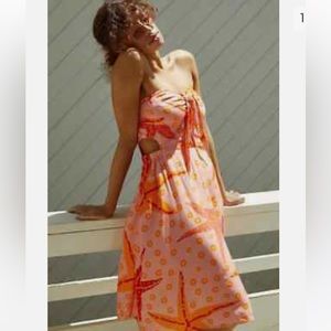 Anthropologie FARM Rio Under the Sea Starfish Strapless Cutout Coverup Dress